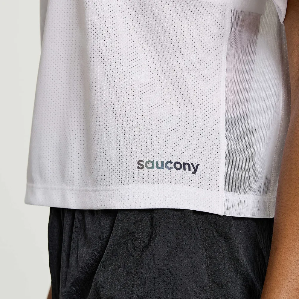 Saucony Dames Elevate Short Sleeve White Tie-Dye Print|Dames Tops