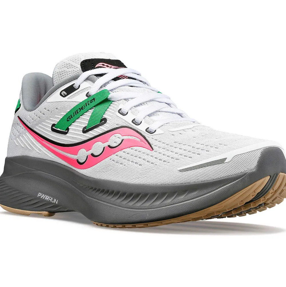 Saucony Dames Guide 16 White / Gravel|Dames Stabiliteit