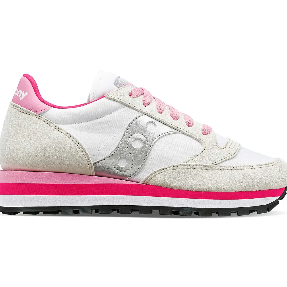 Saucony Dames Jazz Triple White / Grey / Pink|Dames Jazz