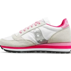 Saucony Dames Jazz Triple White / Grey / Pink|Dames Jazz