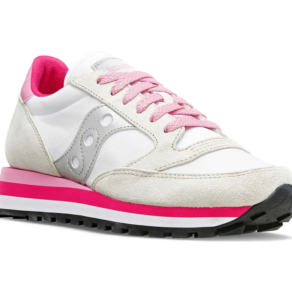 Saucony Dames Jazz Triple White / Grey / Pink|Dames Jazz