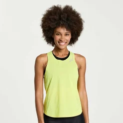 Saucony Dames Pinnacle Tank Citron|Dames Tops