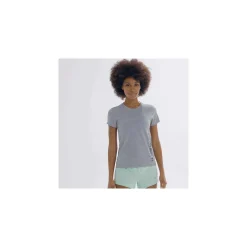 Saucony Dames Stopwatch Graphic Short Sleeve Light Grey Heather Graphic|Dames Tops
