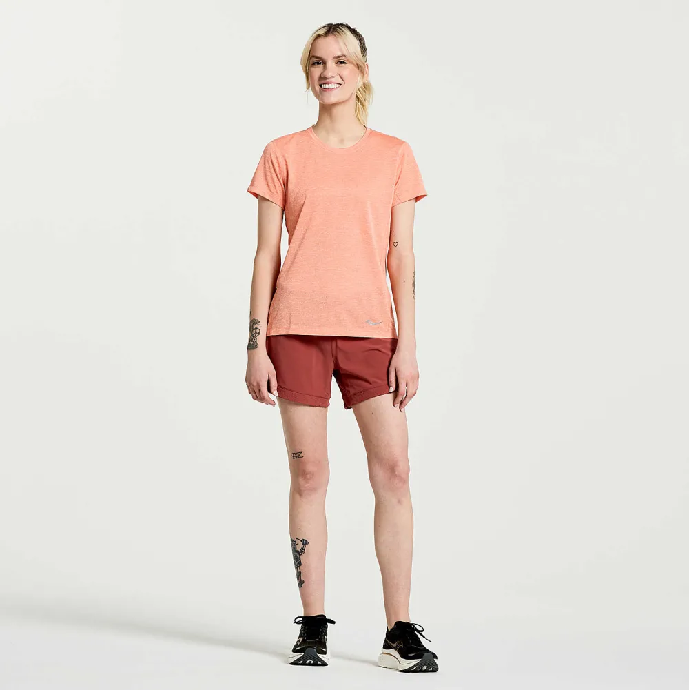 Saucony Dames Stopwatch Short Sleeve Zenith Heather|Dames Tops