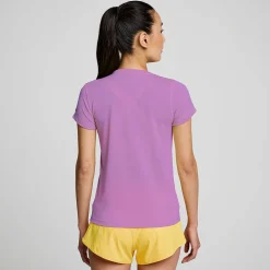 Saucony Dames Stopwatch Short Sleeve Grape Heather|Dames Tops
