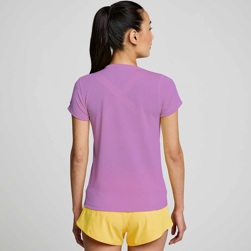 Saucony Dames Stopwatch Short Sleeve Grape Heather|Dames Tops