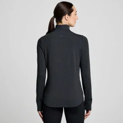 Saucony Dames Triumph 3D 1/2 Zip Black Heather|Dames Jacks En Vesten
