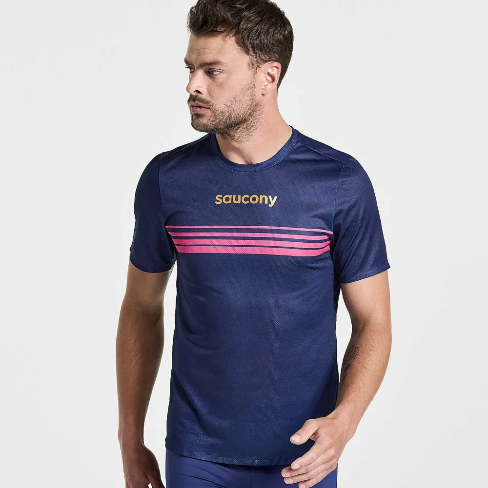 Saucony Heren Elite Short Sleeve Sodalite|Heren Tops