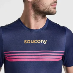Saucony Heren Elite Short Sleeve Sodalite|Heren Tops