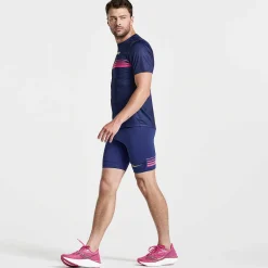 Saucony Heren Elite Short Sleeve Sodalite|Heren Tops