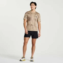 Saucony Heren Explorer Short Sleeve Pewter Tie-Dye Print|Heren Tops