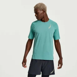 Saucony Heren Pinnacle Short Sleeve Moss|Heren Tops
