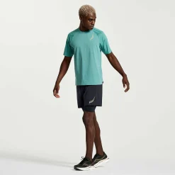 Saucony Heren Pinnacle Short Sleeve Moss|Heren Tops